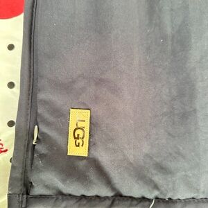 UGG Black Puffer Jacket with Tan Logo Patch